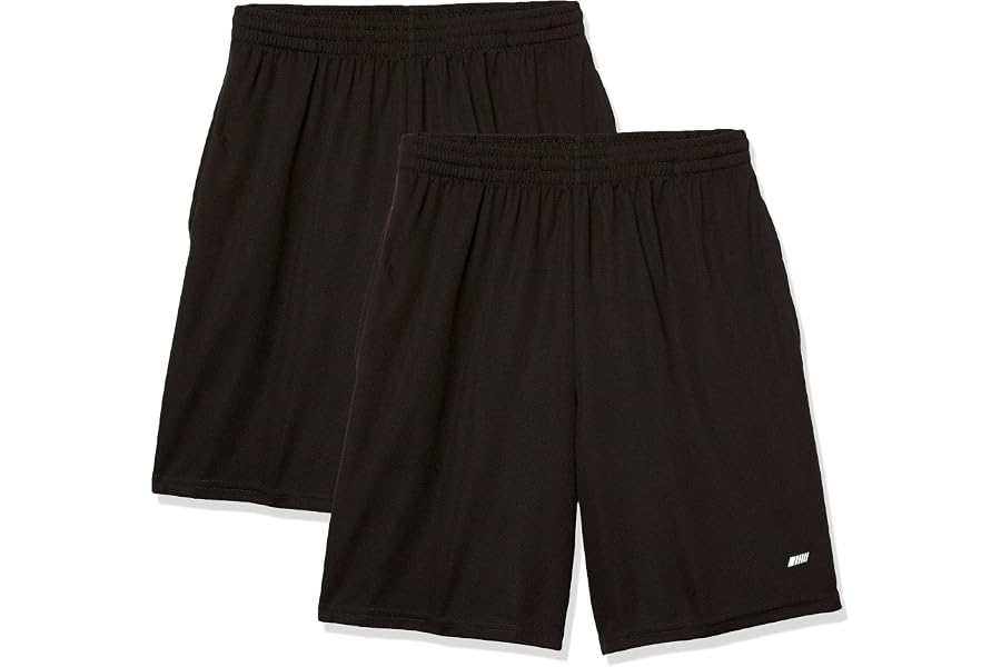 Amazon Essentials Men's Athletic Basketball Gym Shorts, Breathable Moisture Wicking, Loose-Fit Performance Tech, Pack of 2