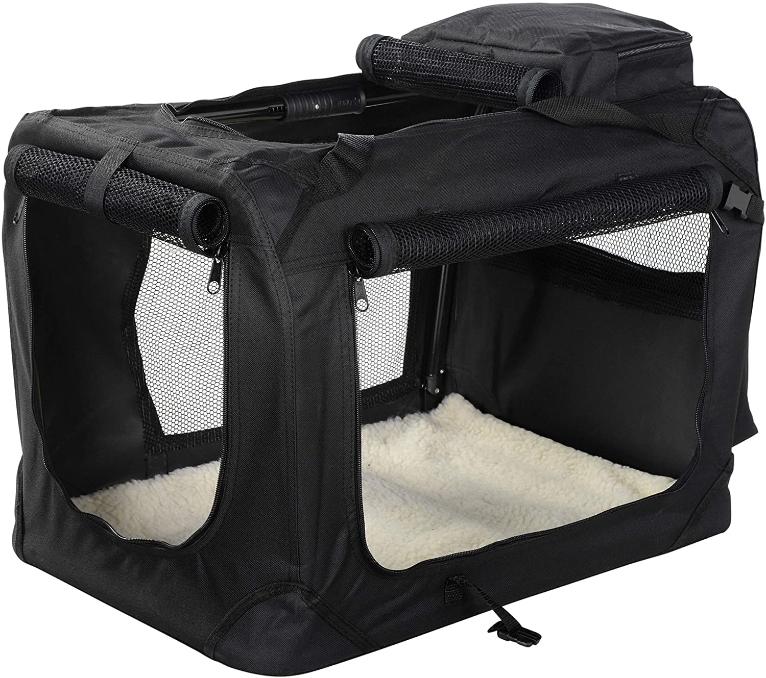 Floofy Friends Soft-Sided Dog Travel Crate - Foldable, Breathable Pet Carrier for Small Dogs & Cats, Ideal for Car Travel & Home Use
