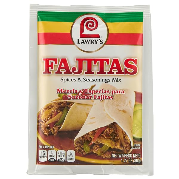 LAWRY’S FAJITAS SPICES & SEASONINGS MIX, 1.27 OZ