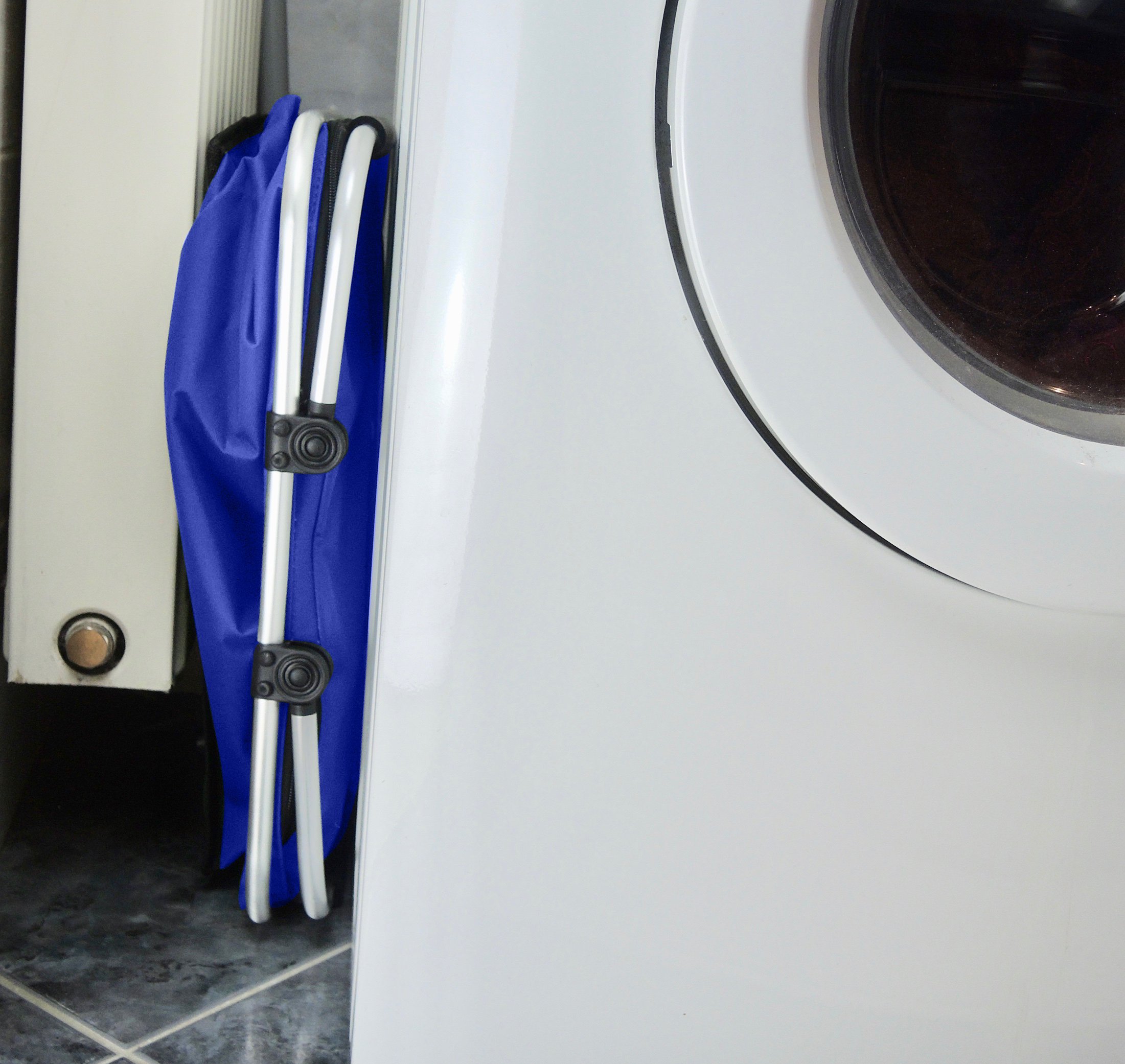 Collapsible shopping carrybag | foldable picnic basket | MY BASKET TO GO | water-resistant l beach bag with comfortable handles | large, light-weight, closable, reinforced | OCEAN BLUE