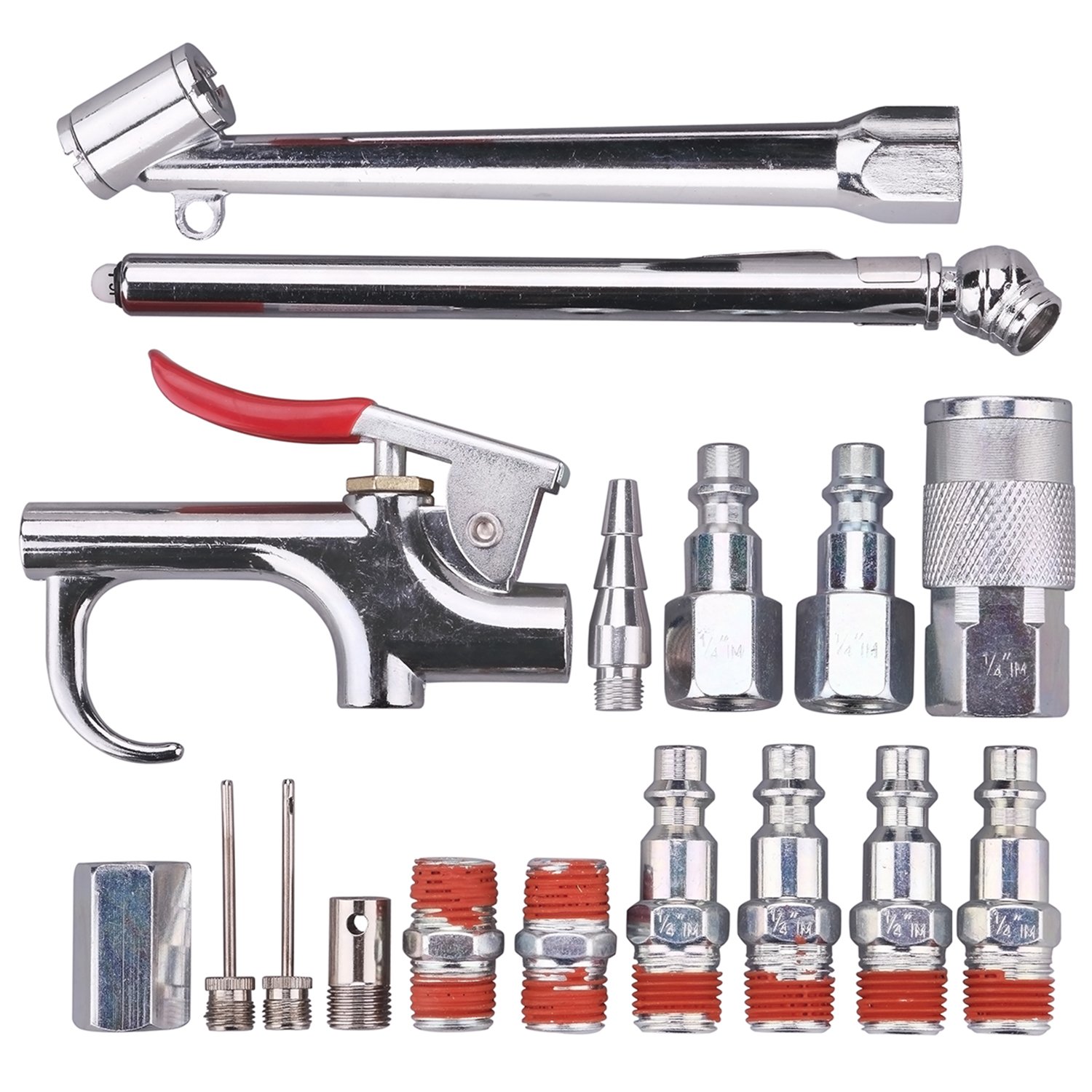 17 Piece Air Compressor Accessories Kit .25 Inch NPT Blow Gun with