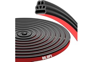 alophoty 86.9 Ft Car Door Seal Strip, 3 Layer Pyramid Structure Universal Car Weather Stripping, Rubber Automotive Weather Stripping, Auto Door Soundproofing Weatherstrip Fit Truck Pickup RV