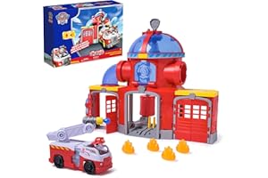 Paw Patrol Fire Rescue Command Center with Marshall Figure, Rescue Fire Truck, Lights, Launcher & Sound Fx, Kids Toys for Boys & Girls Ages 3 and Up