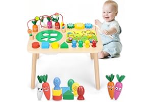 HEYLANDU Activity Table, Montessori Toys for 1 2 Year Old Girls Boy Gifts, 7 in 1 Wooden Sensory Play Table for Toddler 1 2 3, Learning Toys for Baby 12-18 Months 1st Christmas Birthday Gifts