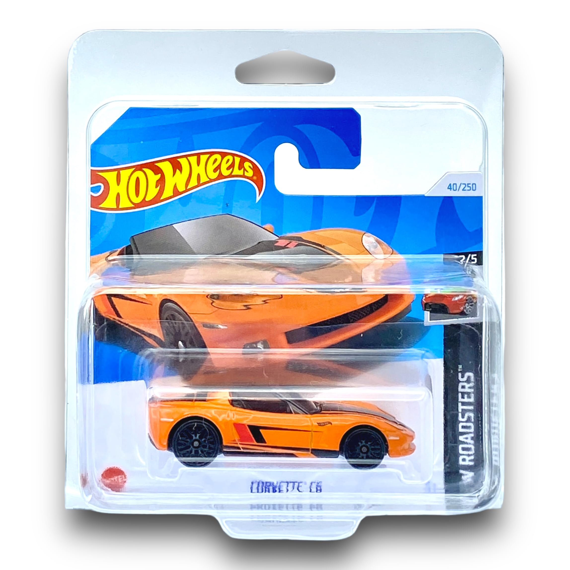 Hot Wheels Corvette C6 (Orange) 2/5 HW Roadsters - 2024-40/250 (Short Card) - COMES IN A KLAS CAR KEEPER SHORT CARD PROTECTOR CASE - HTC14