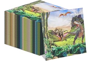 Hegbolke 100Pcs Dinosaur Napkins - 13 x 13 Inches Dinosaur Party Decorations Napkins Disposable Dino Paper Napkins for Kids Baby Shower Dinosaur Birthday Supplies