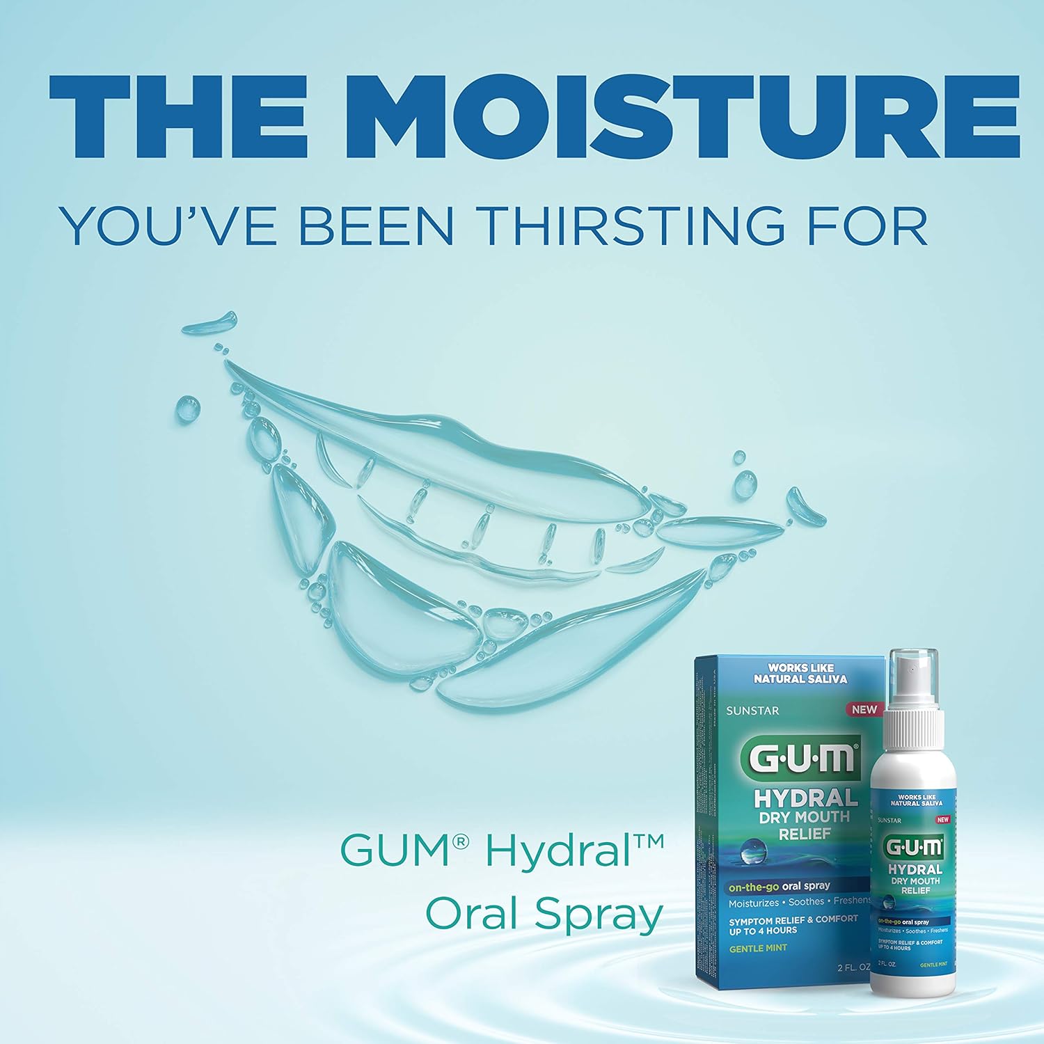 GUM - 1800R Hydral Oral Spray, Alcohol-Free Gentle Mint Spray for On-The-Go Dry Mouth Relief, 2 oz: Industrial & Scientific