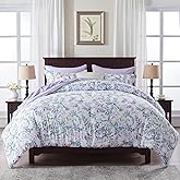 King Size Comforter Set 7 Piece Bed in a Bag,All Season Ultra Soft Lightweight Down Alternative Floral Botanical Bedding Set with Comforter,Pillow Shams, Pillowcases,Flat Sheet,Fitted Sheet