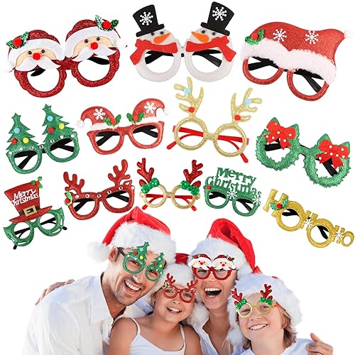 Christmas Glasses Frames12Pcs, Christmas Party Supplies Christmas