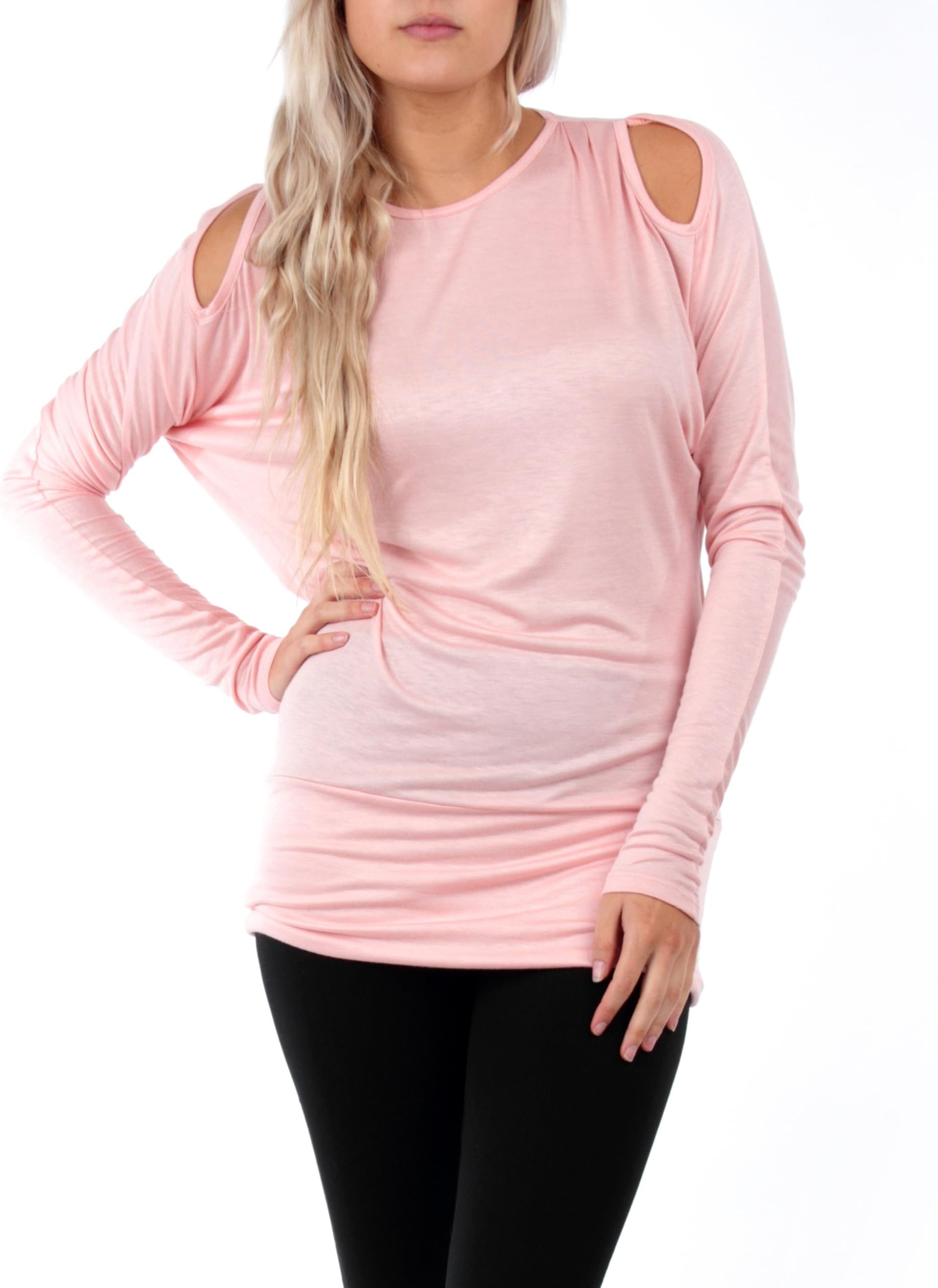 Rags and Couture Women's Cold Shoulder Dolman Top Made in USA