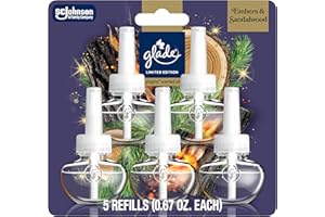 Glade PlugIns Refills Air Freshener, Embers & Sandalwood, Scented and Essential Oils for Home and Bathroom, 0.67 Fl Oz, 5 Count