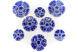 EDFLIFE Glazed Ceramic Mosaic Tiles for Crafts, 209g Flower Porcelain Mosaic Tiles for Crafts, Flora Pattern China Tiles for Mosaic Art Projects and Outdoor Decorations (Blue)