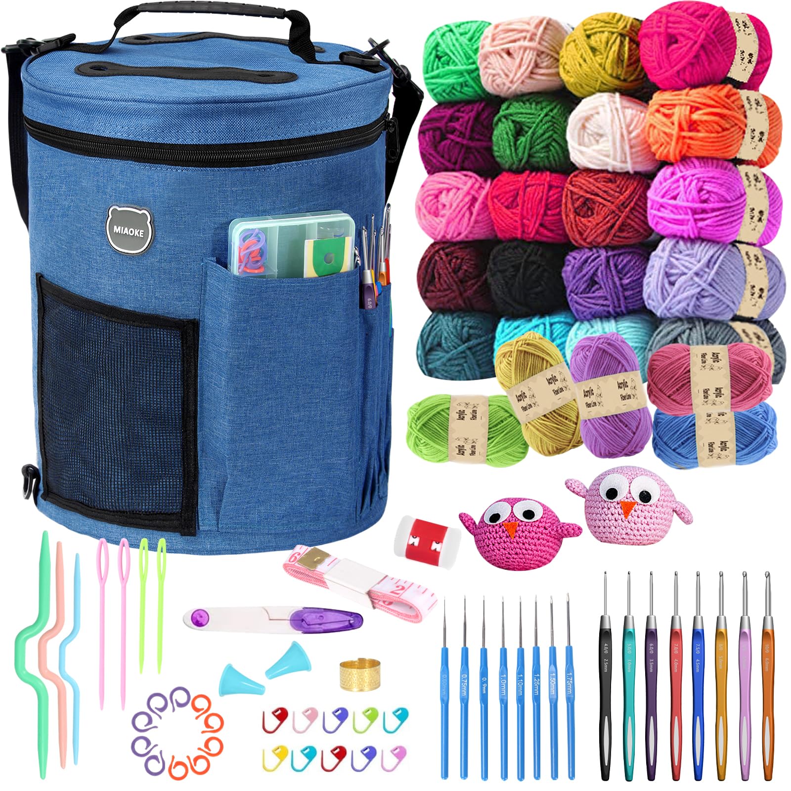 MIAOKE 79pc Crochet Kit, Large Knitting Bag Yarn Storage Organizer, Knitting & Crochet Supplies, Waterproof Crochet Bag, Crochet Accessories, Crochet Hooks, Crochet Hook Kits, Knitting Bag