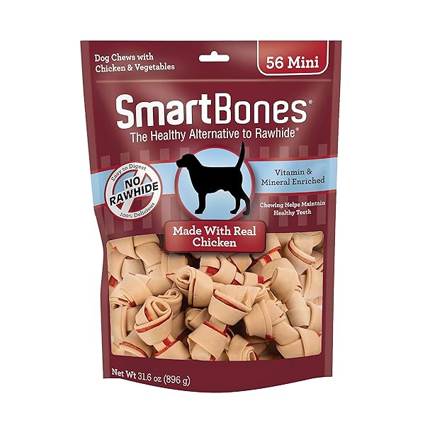 SMARTBONES MINI BONES WITH REAL CHICKEN 56 COUNT, RAWHIDE-FREE CHEWS FOR DOGS