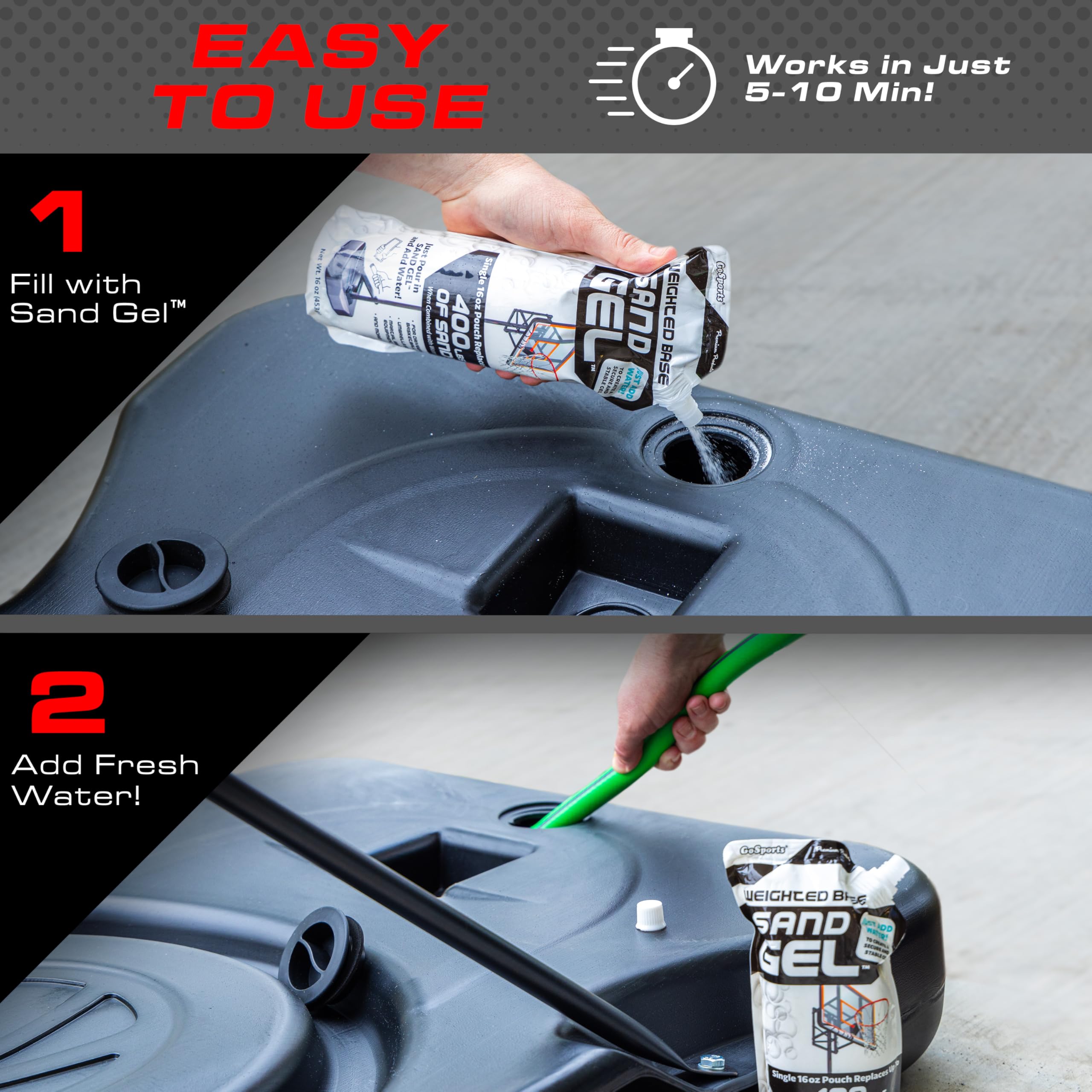 GoSports Sand Gel Weighted Base Filler for Indoor/Outdoor Basketball Hoops, Umbrella Bases, & More - 16 oz, Just Add Water