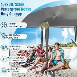 TOOLUCK 10x20 Pop Up Canopy Tent Waterproof Outdoor