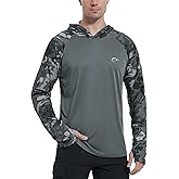 FISHEAL Men's Performance Fishing Hoodie Shirt with Thumbholes - UPF 50 Sun Protection Camo Long Sleeve Shirts Quick-Dry