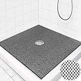 Square Shower Mat Non Slip: 36 x 36 Inch Extra Large Loofah Shower Mats for Inside Shower - Anti Slip Shower Stall Matt with Drain Hole in Middle