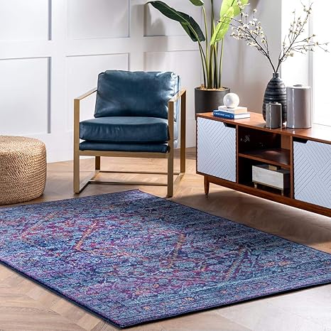 Amazon Com Nuloom Rima Medallion Area Rug 5 X 7 5 Purple Furniture Decor