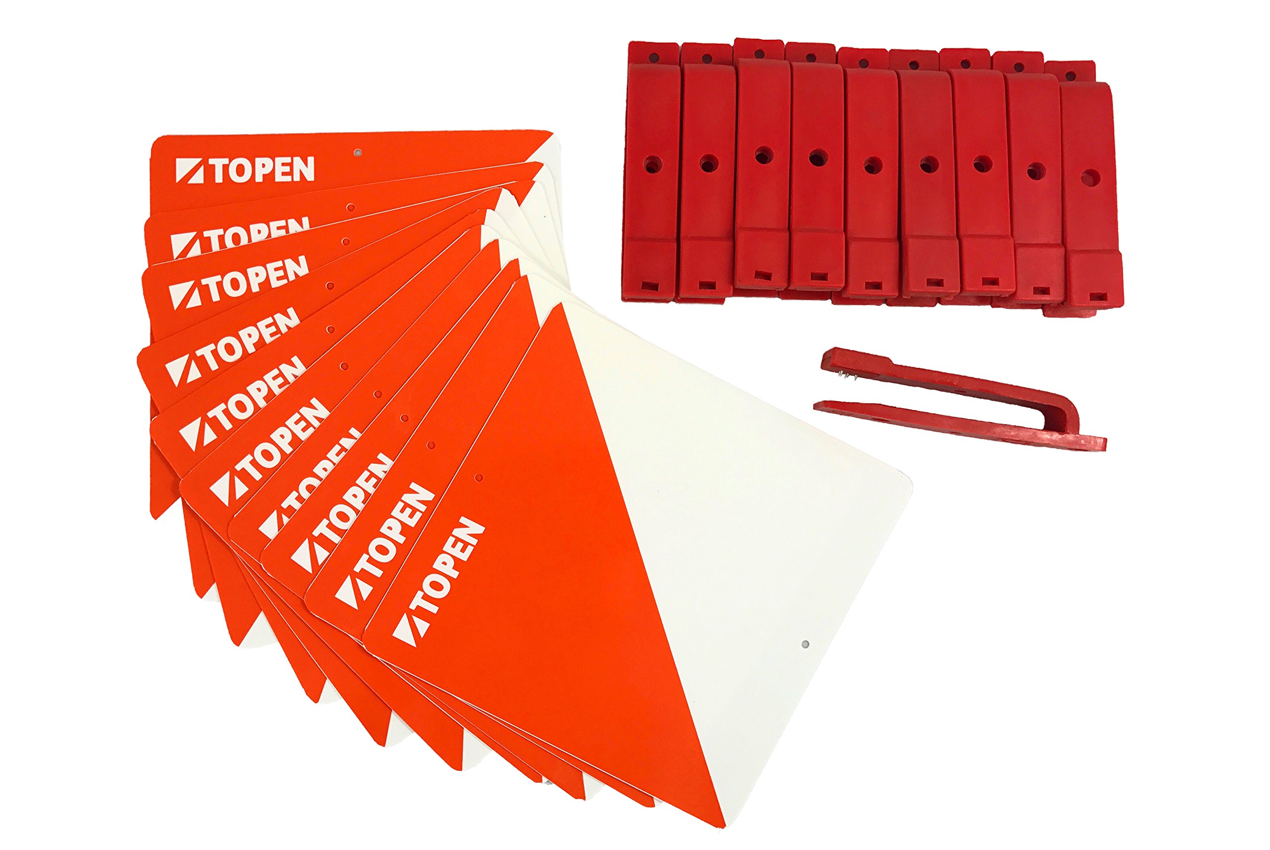 TOPEN Beacons plastificadas 15 x 15 and Clamps for Labelling (Pack of 10), Orange, M