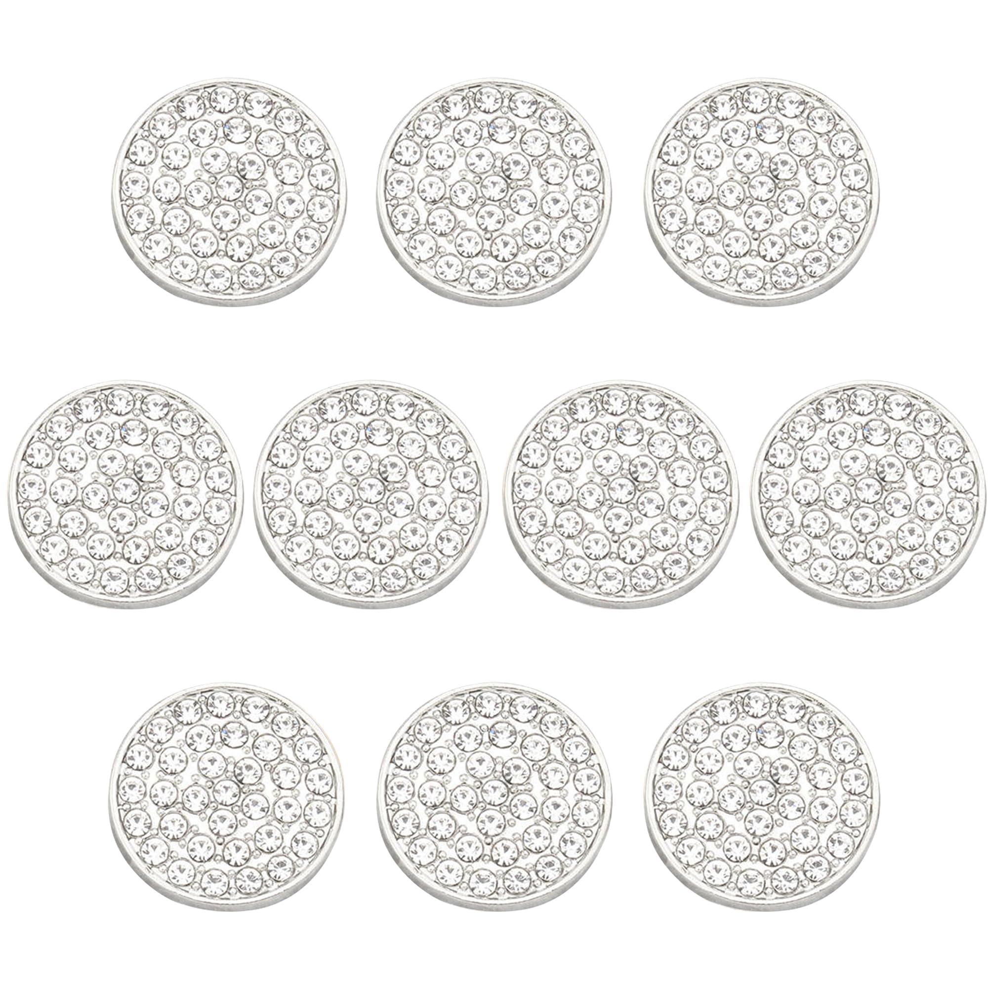 ftiemlovde 10 Novelty Brass Diamante Silver Buttons for Blazer，Vintage Style Large Crystal Button Metal for Cardigan Crafting， Decorative Jacket Button for Sewing Women（G10S 23 mm）