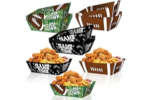 LANGASQUE Football Party Supplies, 36 Pcs Football Paper Snack Tray Footabll Disposable Serving Trays for Footabll Birthday Sport Game Tableware Party Decorations