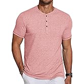 COOFANDY Men's Soft Henley Short Sleeve T Shirts Casual Basic Shirt with Pocket 3 Button Tees Summer Tops