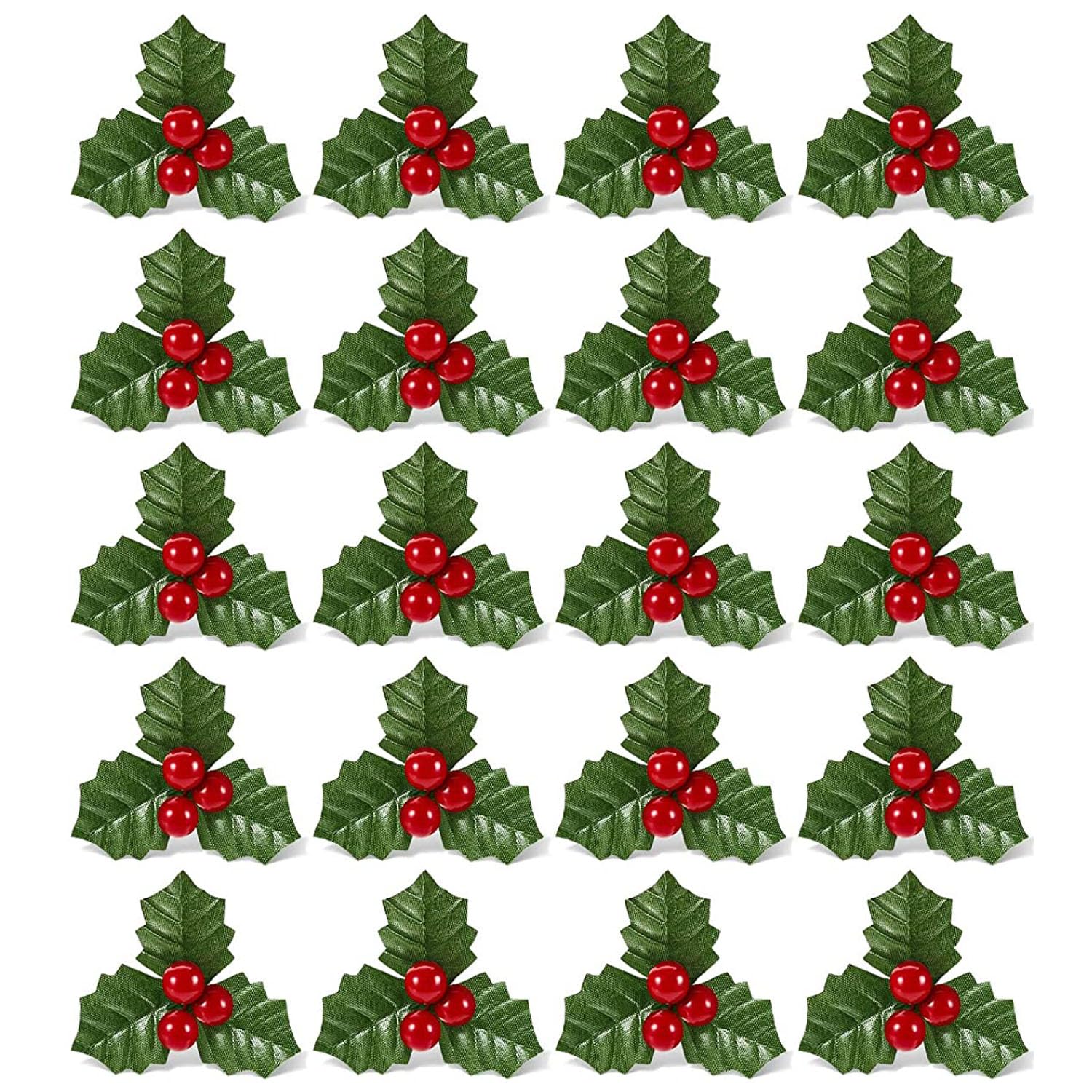 HUPOO 20 Pieces Christmas Holly Berries Faux Red Berry Flowers for Christmas Wreath Arrangement Fillers Party Christmas Vase Fillers Floating Candle Centerpiece Decorations.