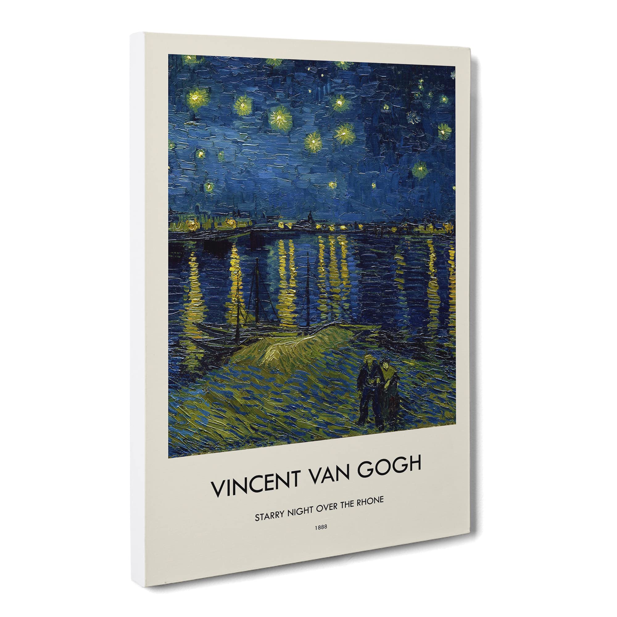 Starry Night Over The Rhone Vol.1 By Vincent Van Gogh Canvas Print | Gallery Wrapped 30mm Frame Wall Art | 20x14 inches | Ready to Hang | Impressionist Picture | Living Room Bedroom Lounge Office