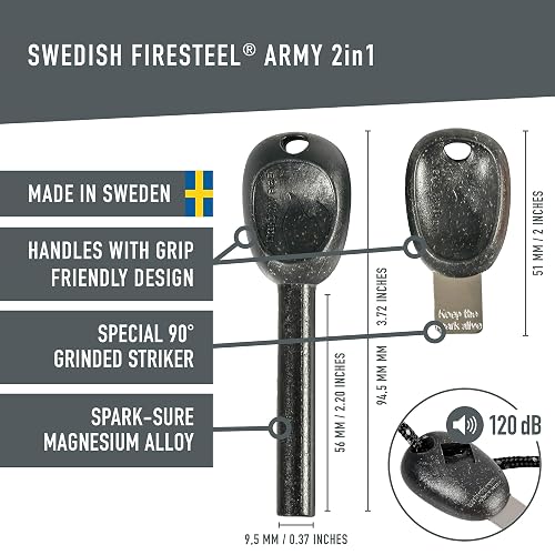 thumbnail image 2 of Light My Fire Swedish FireSteel Bio Army - 12,000 Strike Flint & Magnesium Fire Starter With Whistle 2 of 12