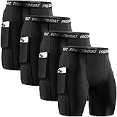 Niksa 2/4 Pack Compression Shorts Men with Pocket, Spandex Running Shorts Sport Athletic Workout Performance Underwear