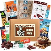 Macho Man Snack Pack Jerky Gift Box &ndash; High Protein Beef Jerky &amp; Meat Snack Assortment, Snack Gift for Men, Dad, Husband, Boyfriend or Grandpa &ndash; Low Carb Snack Gift Basket for Him