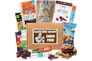 GOODLAND FARMS Macho Man Snack Pack Jerky Gift Box - High Protein Snacks for Men, Curated Beef Jerky Assortment Gift Box for Men, Husband, Dad, Boyfriend, Low Carb Keto