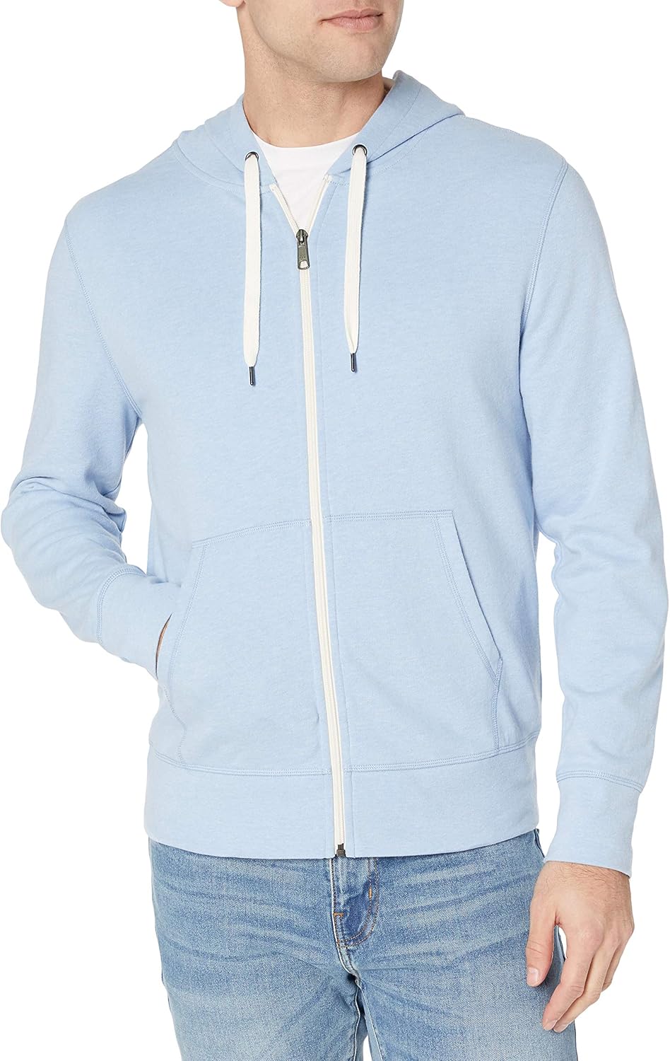  Essentials Men's Lightweight French Terry Full-Zip Hooded Sweatshirt: Clothing