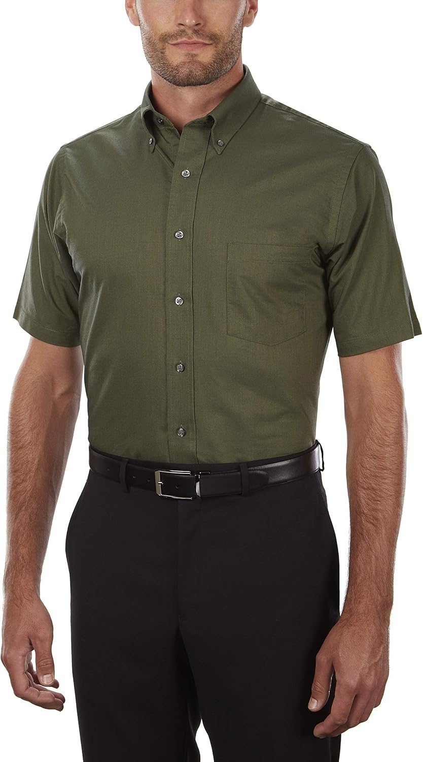 Van Heusen Men's Short Sleeve Dress Shirt Regular Fit Oxford Solid at  Men’s Clothing store