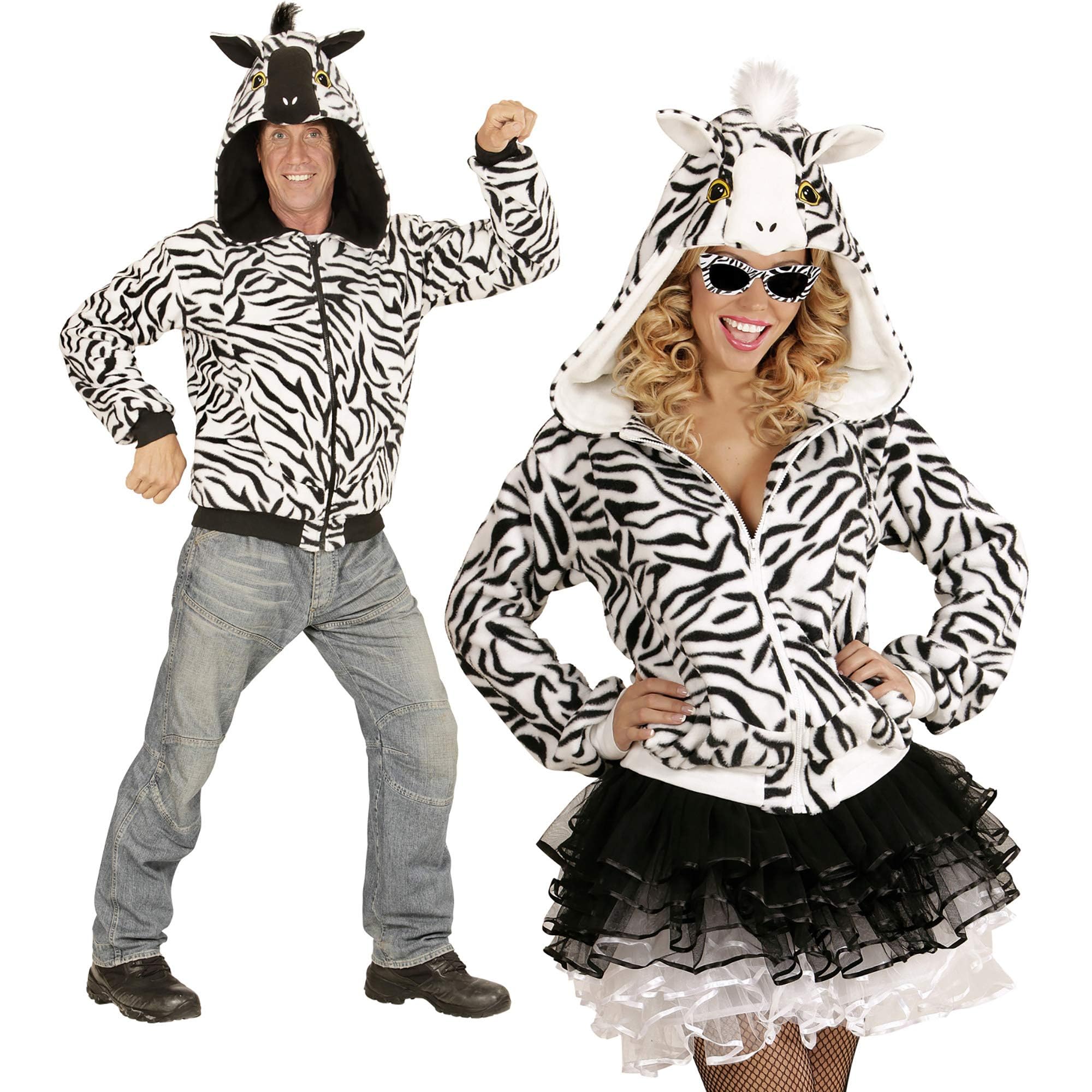 Widmann 07026 Adult Costume Zebra ? Hoodie ? White