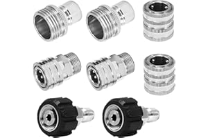 M MINGLE Ultimate Pressure Washer Adapter Set, Stainless Steel Quick Disconnect Kit, M22 Swivel to 3/8 Inch Quick Connect, 3/4 Inch to Quick Release, 8-Pack