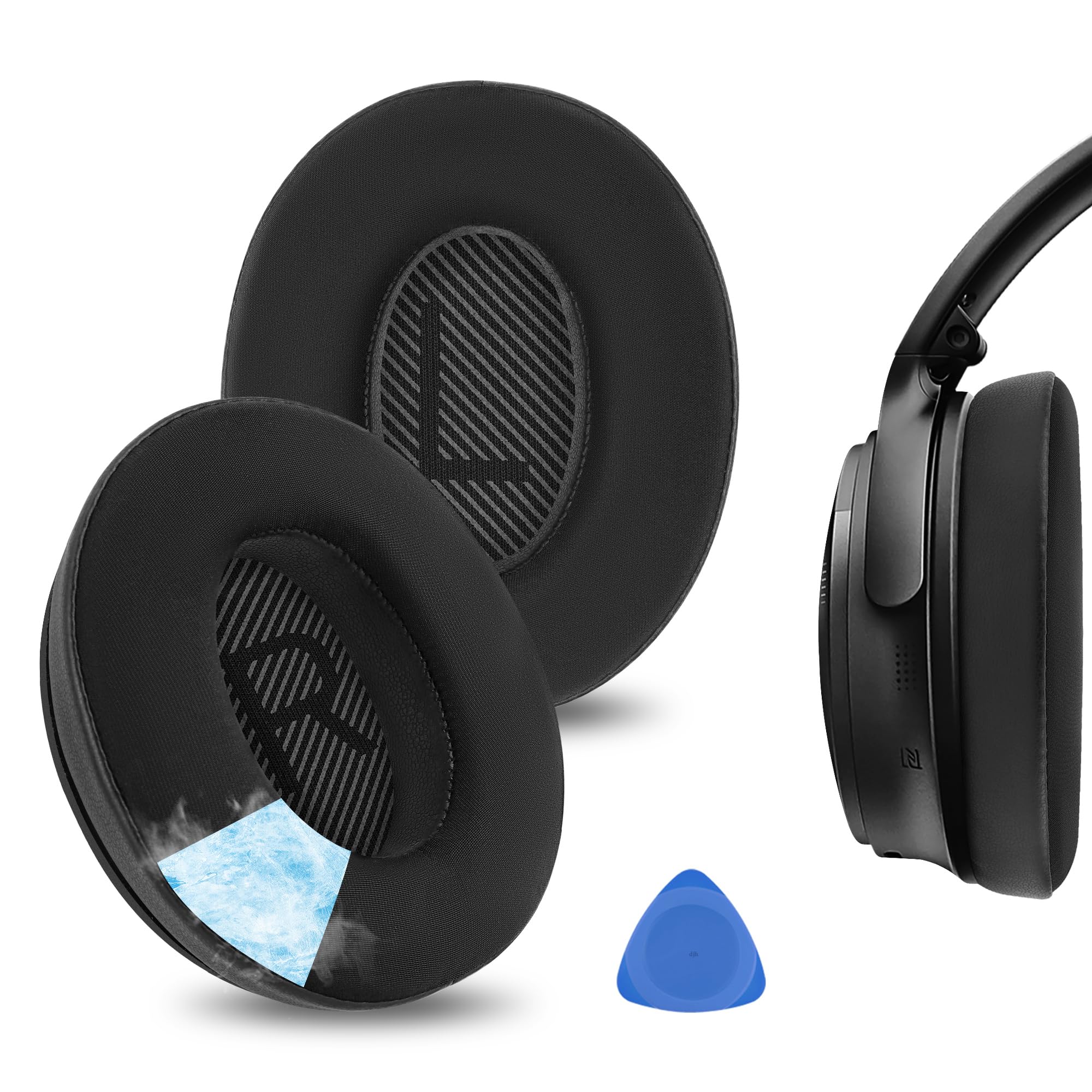 Geekria Sport Cooling Gel Replacement Ear Pads for Bose New QuietComfort, QC 45/ 35II/ 35IIGaming/ 25/15/SE, AE 2/2i/2w, SoundTrue, SoundLink AE2 Headphones, with Video Guide (Black)