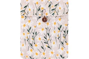 CAYEELU Embroidery Daisy Sleeve Pouch for 6.8-7 Inch eBook/E-Reader (White Beige)