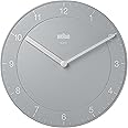 Braun Classic Analogue Wall Clock with Quiet Quartz Movement, Easy to Read, 20cm Diameter in Grey, Model BC06G.
