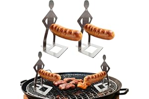 BADAO 2 PCS Funny BBQ Stand Man Hot Dog Holder,Portable Hot Dog Roaster,Reusable Stainless Steel Hotdog and Sausage Stand for Barbecue,Camping,Spring Trip Sausage Barbecue Rack,Barbecue Grill Accessories