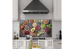 ROGGMARD Tempered Glass Kitchen Backsplash, Stove Back Top Cover, Splashback Tile, Kitchen Sink Cover Splash Guard, Home Wall Decor (30x20''-(76x51cm))