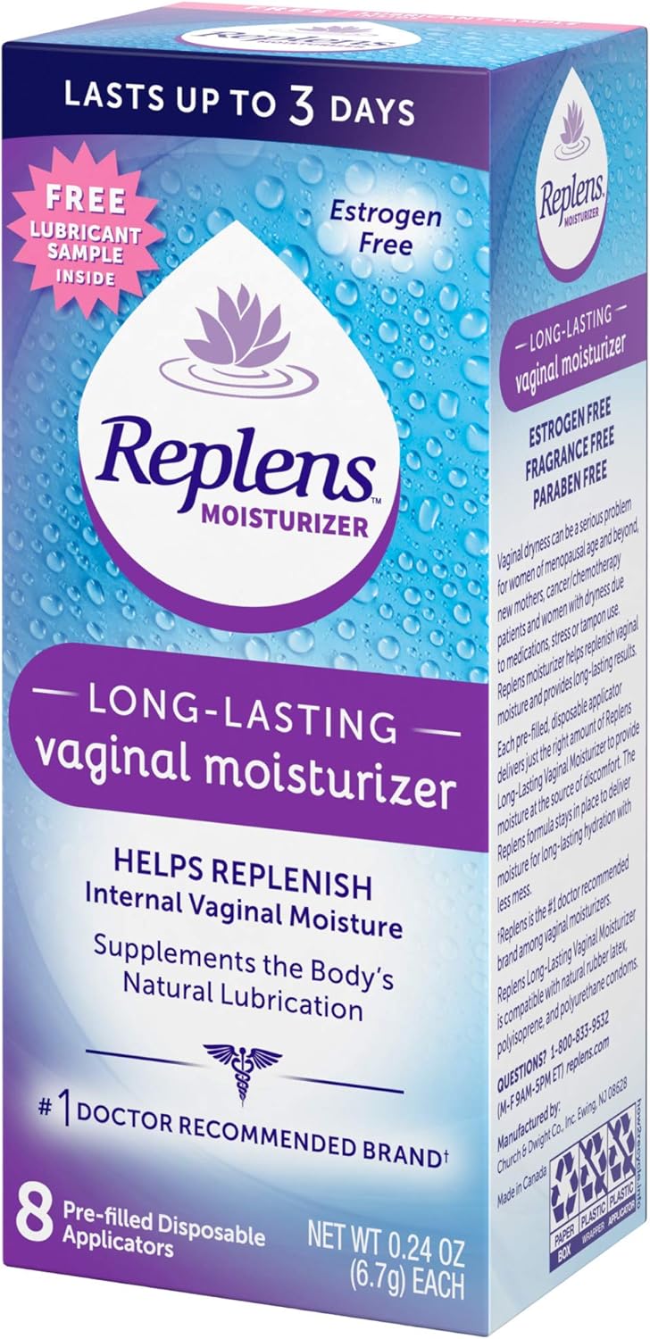 Replens Long-Lasting Vaginal Moisturizer, 8ct with single-use applicator (Pack of 2): Health & Personal Care