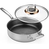 ZEROPAN Hybrid Nonstick 3.5-Quart Sauté Pan,Frying Pans Nonstick with Lid,PFAS PFOA PTFE Free,Stay-Cool Handle,10 Inch Deep Frying Pan,Dishwasher-Friendly, Oven Safe, Compatible with All Cooktops