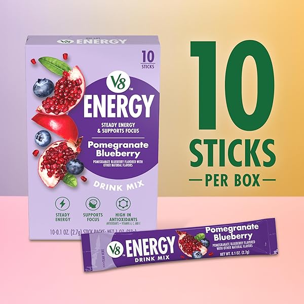 V8 ENERGY POMEGRANATE BLUEBERRY ENERGY DRINK POWDER, .10 OZ PACKET (10 COUNT)