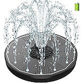 SZMP Solar Bird Bath Fountains,Working On Cloudy Day Solar Water Fountain 3.5W Glass Solar Panel 2000mAh Battery 4 Fixer 7 Nozzles Solar Fountain for Bird Bath Garden(Black Solar Panel)