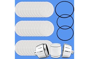 LeoTube 30-Pack Sediment Pads & 3-Pack O-rings for AquaBliss Shower Filter Replacement Cartridge SFC400 & SFC500, Compatible with AquaBliss SF400 and SF500 HD Showerhead Filter