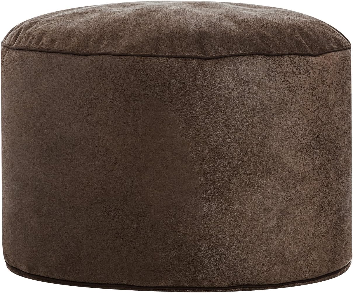 Gouchee HomeDotcom Cuba Pouf Collection Contemporary Faux Suede Upholstered Round Pouf/Ottoman, Brown