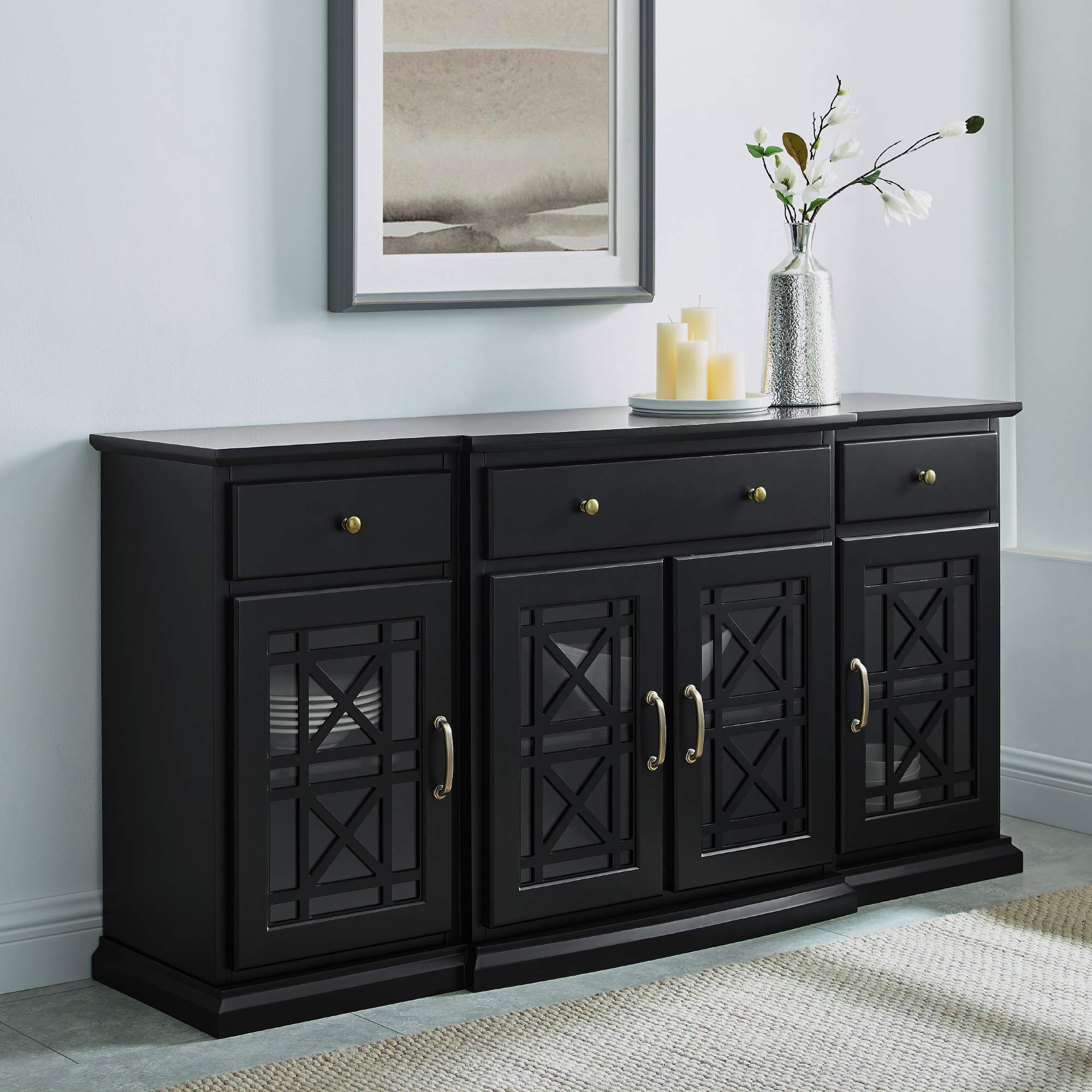 Walker Edison Modern Wood Glass-Buffet-Sideboard