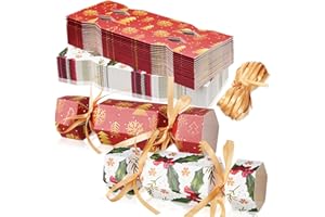 Xinnun 50 Packs Christmas Cracker Kit No Snap Xmas Party Table Favors Snowflake Reindeer DIY Christmas Party Cracker Candy Boxes for Holiday Dinner Decoration Gift(Berry Style)